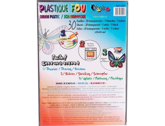 Plastique Fou transparent 5 blancs 5 noirs  O'COLOR 20X30CM