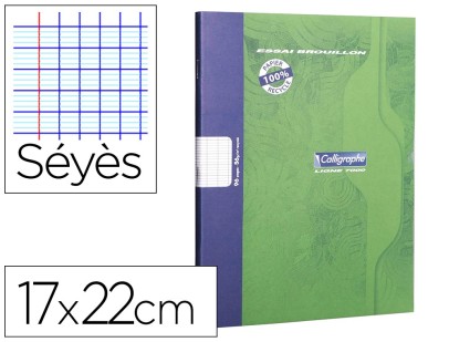 CAHIER PIQUE CLAIRE CAHIER CALLIGRAPHE 170 X 220 MM VERT 96 56 G BROUILLON VERT