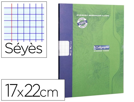 CAHIER PIQUE CLAIRE CAHIER CALLIGRAPHE 170 X 220 MM VERT 96 56 G BROUILLON VERT