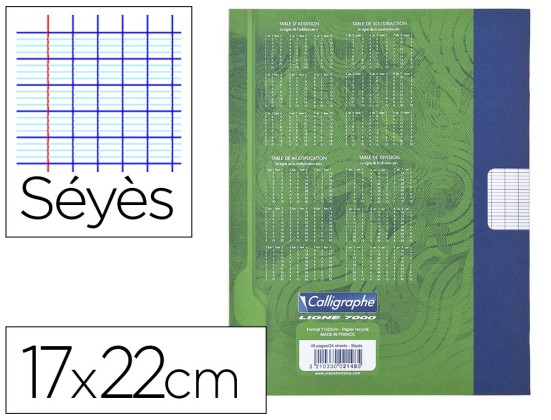 CAHIER PIQUE CLAIRE CAHIER CALLIGRAPHE 170 X 220 MM VERT 48 P 56 G BROUILLON