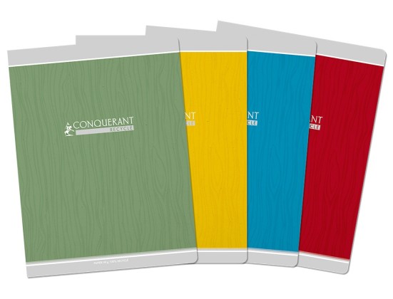 CAHIER CONQUERANT CLASS AGRAFE 170X220 96 PAGES 90G SEYES RECYCLE