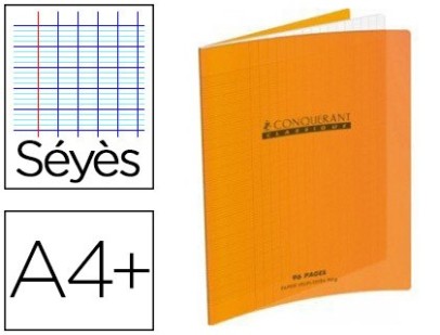 CAHIER PIQUE CONQUERANT CAHIERS DIN A4+  48 PP SEYES CLASS COUVERTURE RIGIDE OR