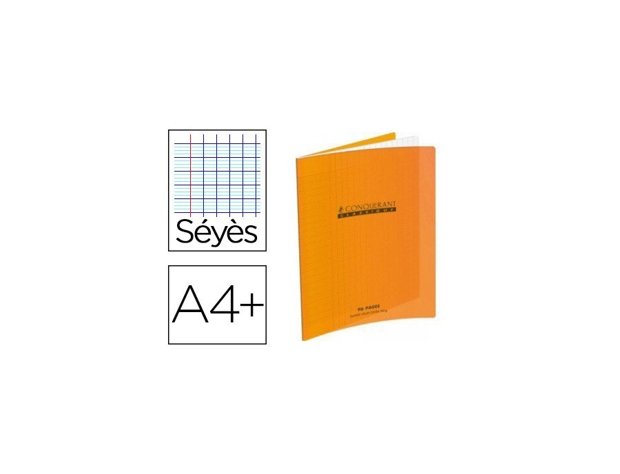 CAHIER PIQUE CONQUERANT CAHIERS DIN A4+  48 PP SEYES CLASS COUVERTURE RIGIDE OR