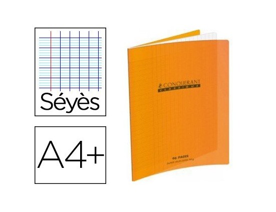 CAHIER PIQUE CONQUERANT CAHIERS DIN A4+  48 PP SEYES CLASS COUVERTURE RIGIDE OR