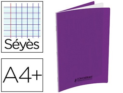 CAHIER PIQUE CONQUERANT CAHIERS DIN A4+  48  PAGES SEYES CLASS COUVERTURE RIGIDE VIOLET