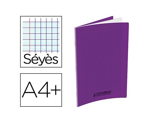 CAHIER PIQUE CONQUERANT CAHIERS DIN A4+  48  PAGES SEYES CLASS COUVERTURE RIGIDE VIOLET