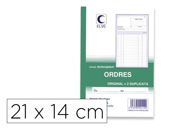 CARNET D'ORDRES LEBON VERNAY 14X21CM NCR 50 TRIPLIS