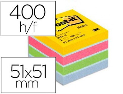 BLOC-NOTES POST-IT MINI ADH MULTICOLORE 51 X MM 400 51X51MM