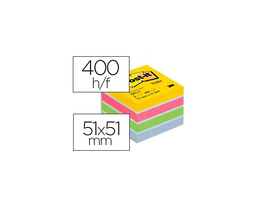 BLOC-NOTES POST-IT MINI ADH MULTICOLORE 51 X MM 400 51X51MM