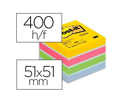 BLOC-NOTES POST-IT MINI ADH MULTICOLORE 51 X MM 400 51X51MM