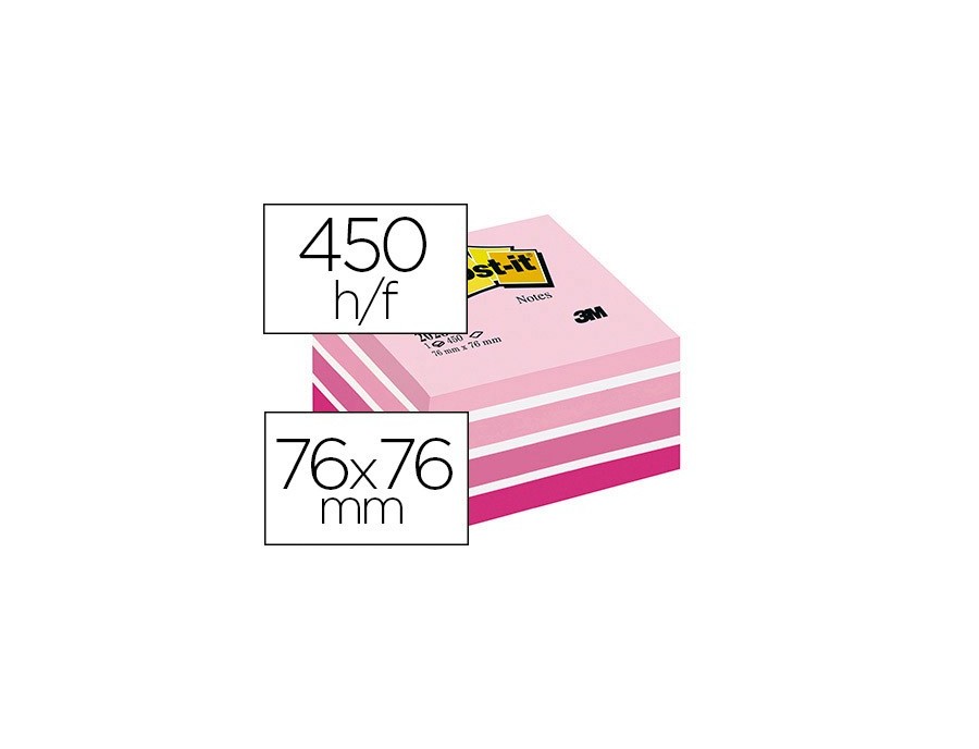 BLOC-NOTES POST-IT ADHÉSIF ROSE 76 X 76 MM  450F COL