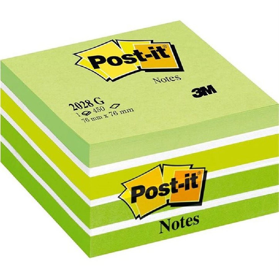 BLOC NOTES POST-IT CUBE AQUARELLE 76X76MM 450F COL VERT