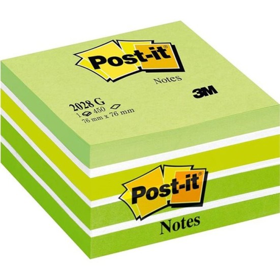 BLOC NOTES POST-IT CUBE AQUARELLE 76X76MM 450F COL VERT