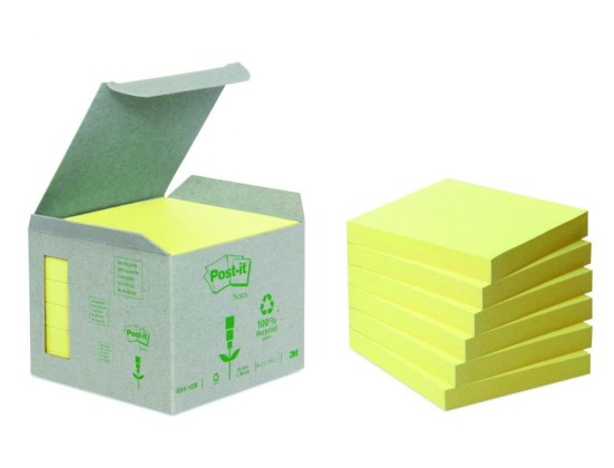 BLOC-NOTES POST-IT PAP ADH JAU 76 X 76 MM 100 PAGES