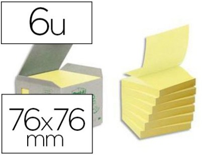 BLOC-NOTES POST-IT Z-NOTES ADH JAU 76 X 76 MM 100 PAP RECYCLE