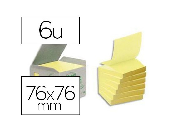 BLOC-NOTES POST-IT Z-NOTES ADH JAU 76 X 76 MM 100 PAP RECYCLE