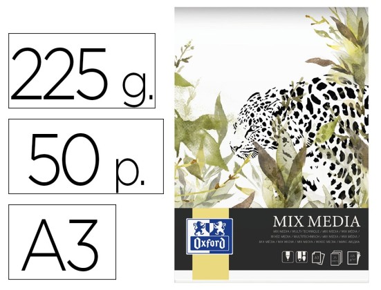 BLOC MIXMEDIA OXFORD ENDOSSE FEUILLE DETACHABLES A3 50 PAGES 225G