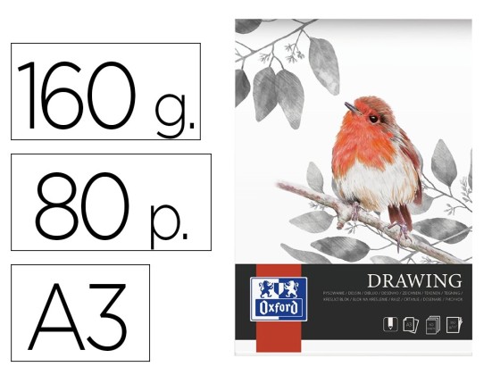 BLOC DRAWING OXFORD ENDOSSE F DETACHABLES A3 80 PAGES 160G