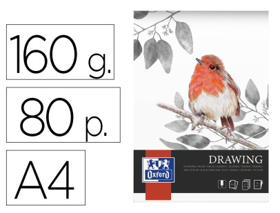 BLOC DRAWING OXFORD ENDOSSE FEUILLE Détachable A4 80 PAGES 160G