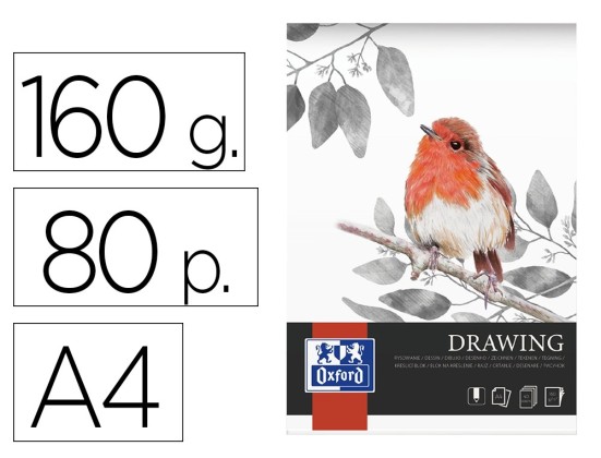 BLOC DRAWING OXFORD ENDOSSE FEUILLE Détachable A4 80 PAGES 160G