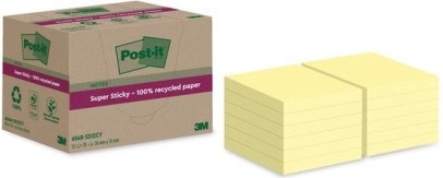 BLOC-NOTES POST-IT SUPER STICKY 12 BLOCS 76X76 MM JAUNE PASTEL