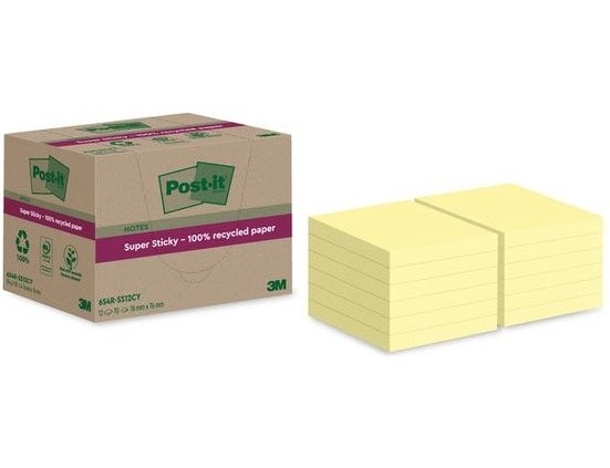 BLOC-NOTES POST-IT SUPER STICKY 12 BLOCS 76X76 MM JAUNE PASTEL