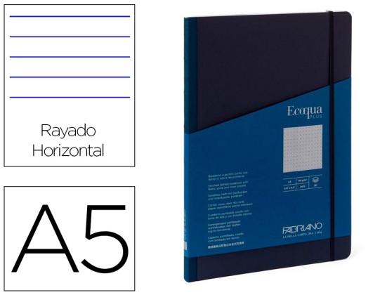 CARNET ECOQUA PLUS FABRIANO A5 LIGNE BLEU MARINE 90G 80F