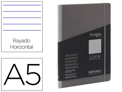 CARNET ECOQUA PLUS FABRIANO A5 LIGNE GRIS ANTHRACITE 90G 80F