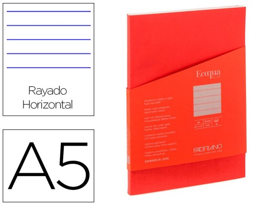 CARNET ECOQUA PLUS FABRIANO A5 LIGNE ROUGE 90G 80F