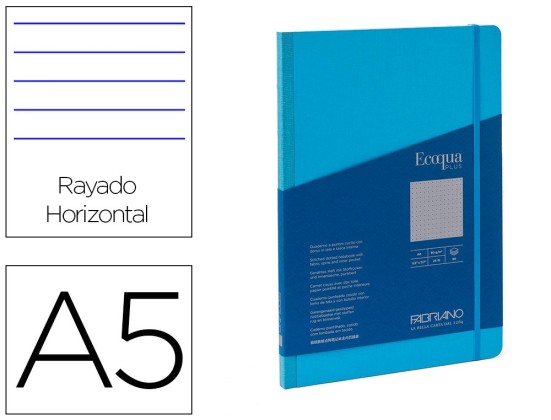 CARNET ECOQUA PLUS FABRIANO A5 LIGNE TURQUOISE 90G 80F