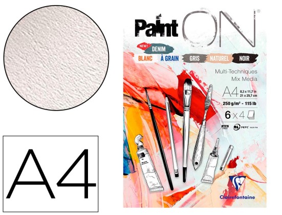 BLOC DESSIN PAINTON CLAIREFONTAINE A4 250GR 21X29,7CM 24F ASSORTI
