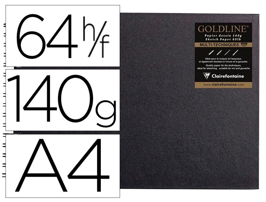 CARNET SPIRALE PAYSAGE GOLDLINE A4 PAP BLANC 21X29,7CM140GR 64F FEUILLES CARNET SPIRALE PAYSAGE GOLDLINE A4 PAP BLANC 21X29,7CM140GR 64F FEUILLES