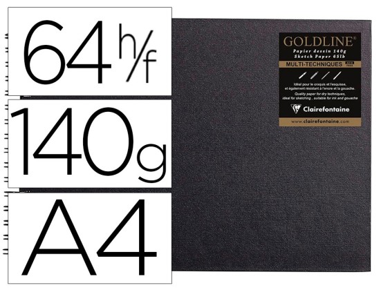 CARNET SPIRALE PAYSAGE GOLDLINE A4 PAP BLANC 21X29,7CM140GR 64F FEUILLES