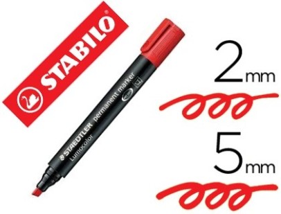 Marqueur staedtler permanent dry safe lumocolor pointe biseautée rechargeable résistant eau corps noir encre rouge