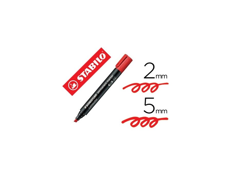 Marqueur staedtler permanent dry safe lumocolor pointe biseautée rechargeable résistant eau corps noir encre rouge