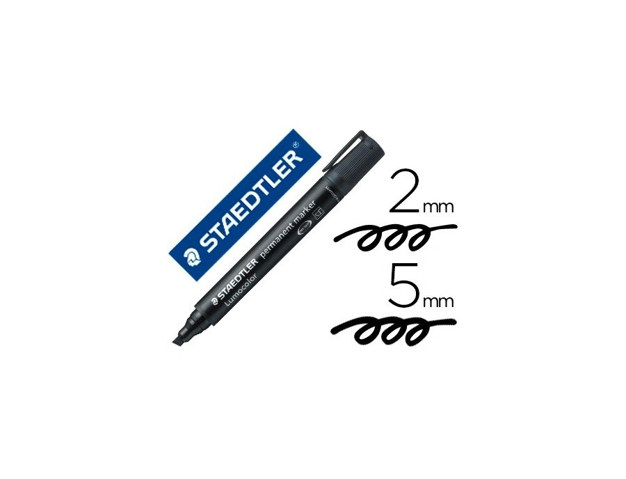 Marqueur staedtler permanent dry safe lumocolor pointe biseautée rechargeable résistant eau corps noir encre noire