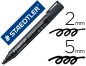 Marqueur staedtler permanent dry safe lumocolor pointe biseautée rechargeable résistant eau corps noir encre noire