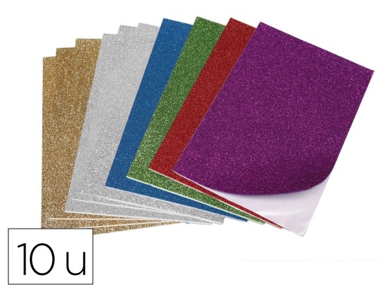 Lot de 10 feuilles de mousse pailletées O COLOR. Couleurs vives et variées pour vos loisirs créatifs. Commandez dès maintenant 0