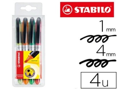 Surligneur stabilo navigator modèle poche clip résistance intense lumière couleurs assorties pochette 4 unités