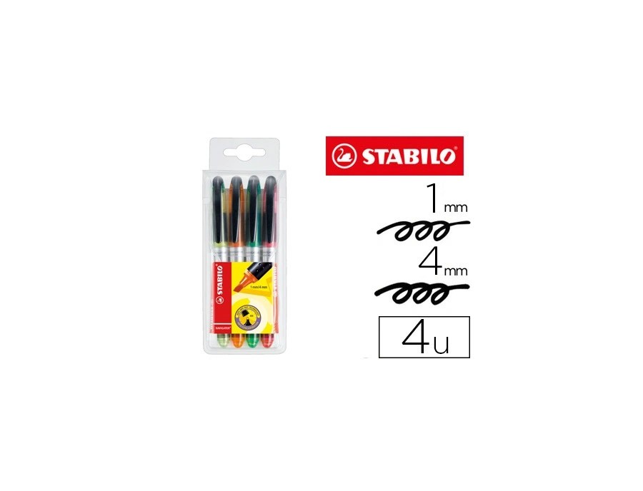 Surligneur stabilo navigator modèle poche clip résistance intense lumière couleurs assorties pochette 4 unités Surligneur stabilo navigator modèle poche clip résistance intense lumière couleurs assorties pochette 4 unités