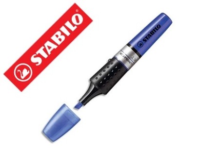 Surligneur stabilo luminator design futuriste forme fuselée corps transparent longue durée couleur bleu