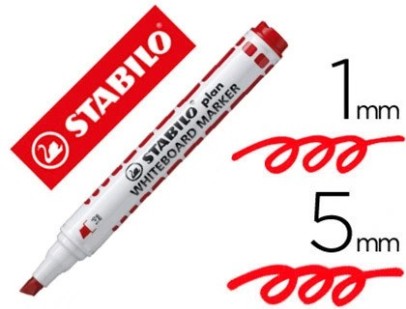 Marqueur stabilo plan tableau blanc pointe biseau rouge