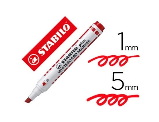 Marqueur stabilo plan tableau blanc pointe biseau rouge