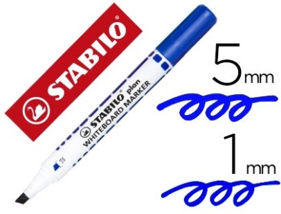 Marqueur stabilo plan tableau blanc pointe biseau bleu