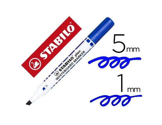 Marqueur stabilo plan tableau blanc pointe biseau bleu