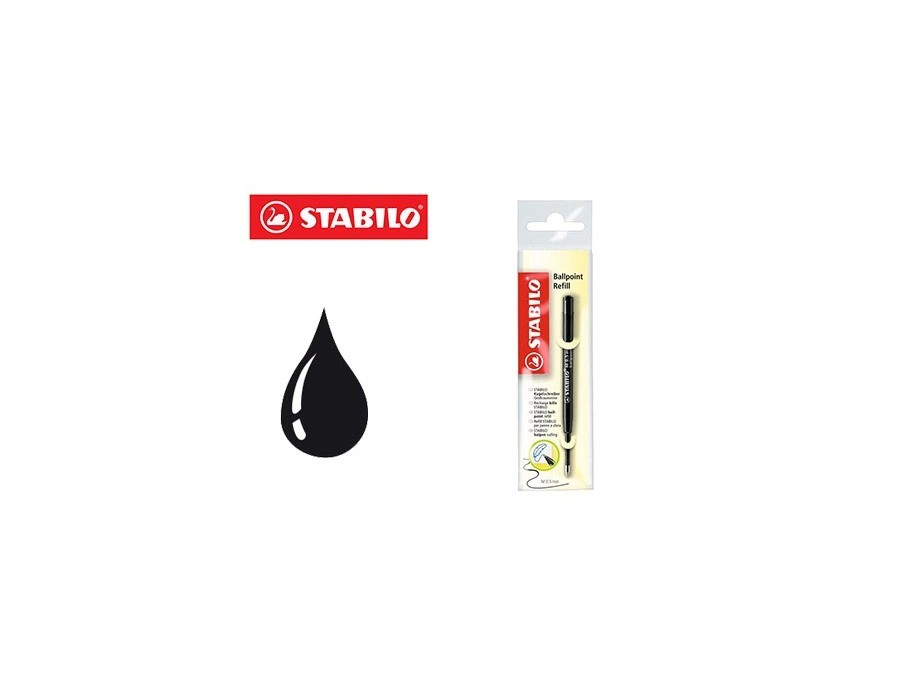 Recharge stabilo stylo-bille smartball/com4ball pointe moyenne couleur noir
