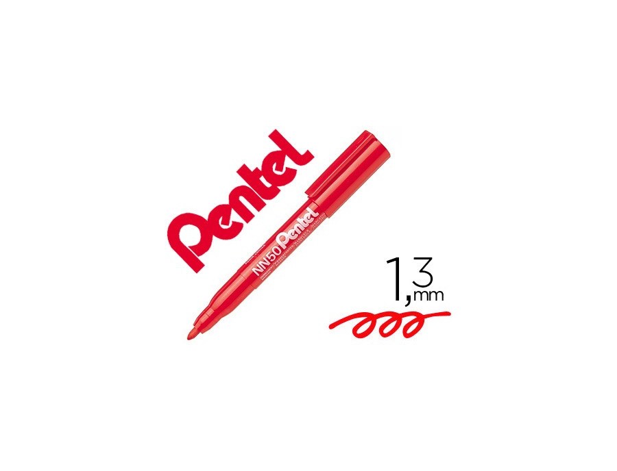 Marqueur pentel permanent nn50 green label pointe conique résistante largeur tracé 1.3mm couleur rouge boîtier aluminium