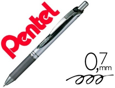 Roller pentel energel rétractable pointe moyenne 0.7mm rechargeable clip métal coloris noir