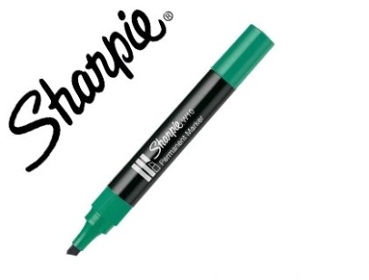 Marqueur sharpie permanent w10 pointe biseau vert.