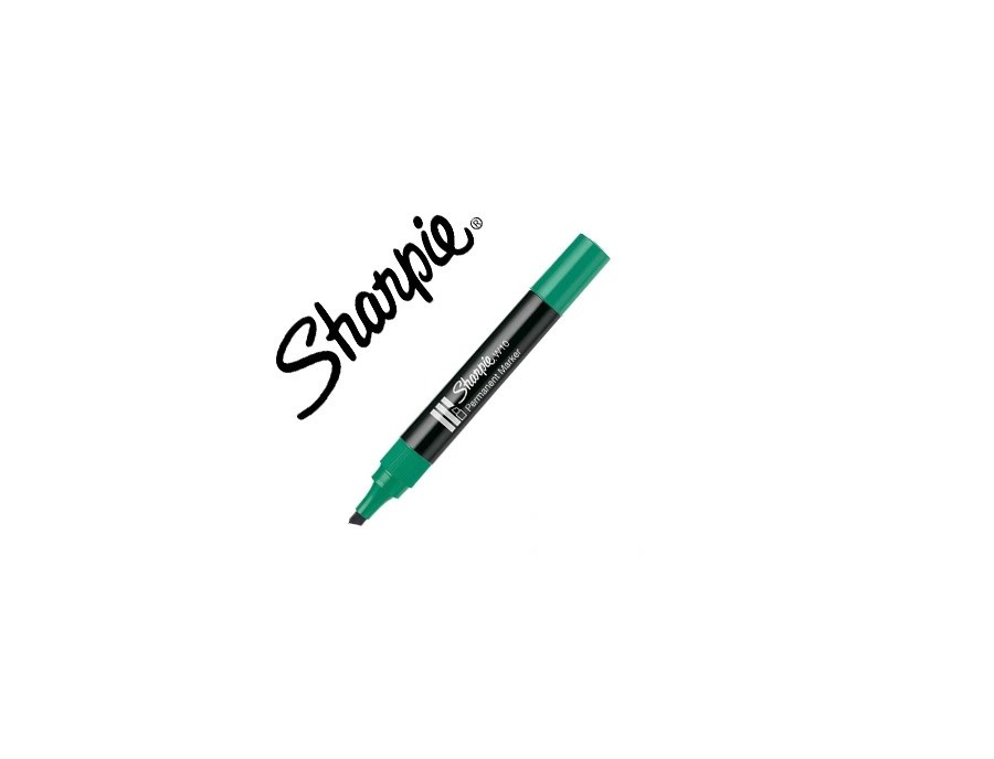 Marqueur sharpie permanent w10 pointe biseau vert.